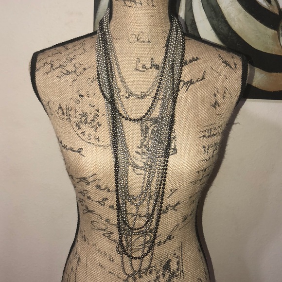 Chico's Jewelry - Chico’s Multi Strand Bead Metal Necklace